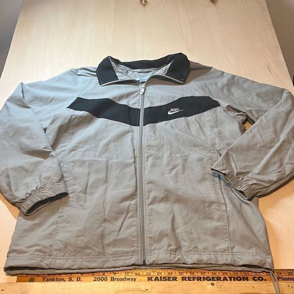 Vintage Y2K Nike Windbreaker Jacket Size XXL Gray Black Pullover Full Zip Grey t - Picture 1 of 5